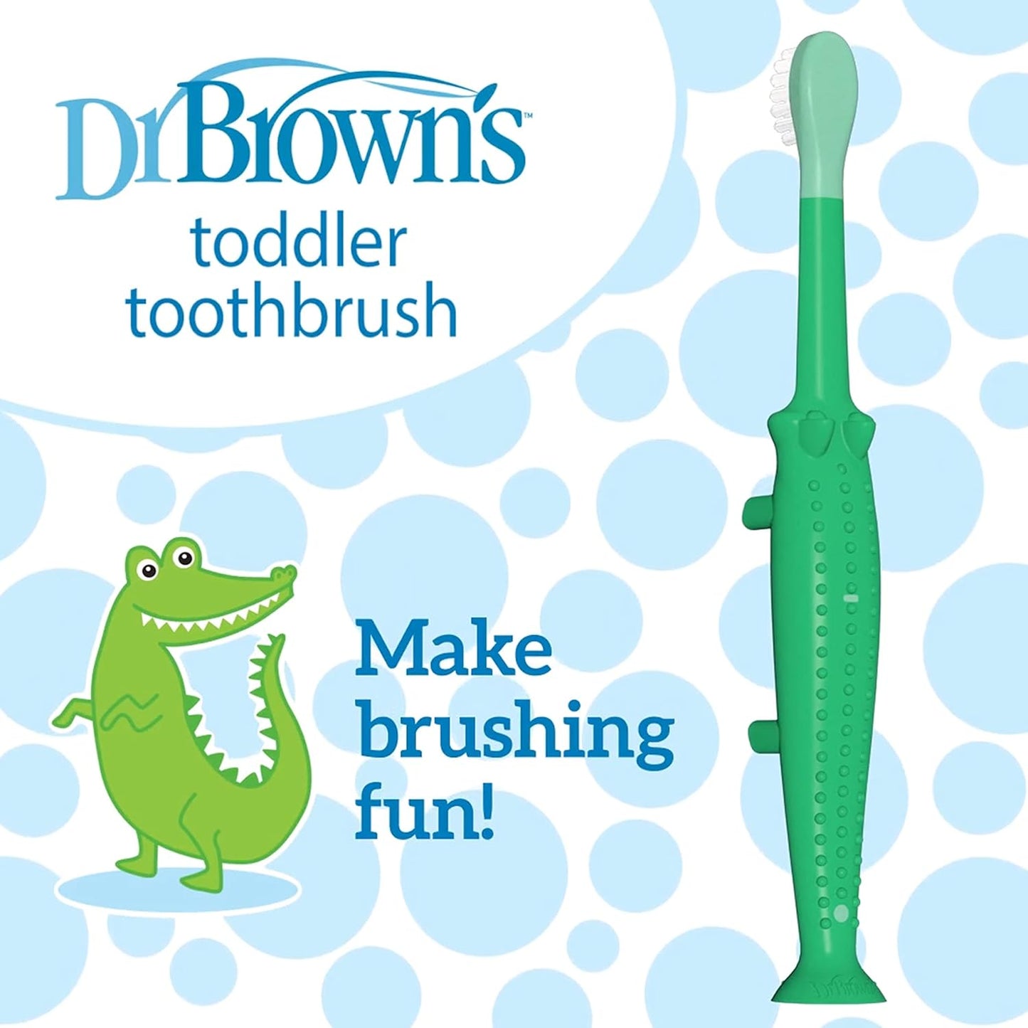 Dr. Brown's Cepillo de dientes para bebés y niños pequeños, cocodrilo, 1-4 años