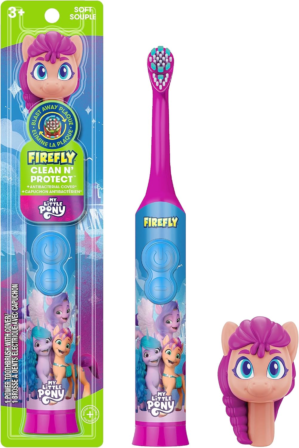 Cepillo FIREFLY Clean N' Protect My Little Pony Power 3D Character Cover, Soft Bristles, Battery Included, Ages 3+