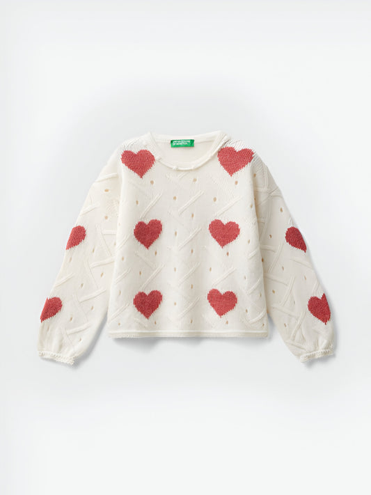Jersey Benetton con grabado de corazones